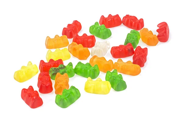 Пристрасть Барвистого Яскравого Фруктового Смаку Gummy Bears Ізольована Білому Тлі — стокове фото