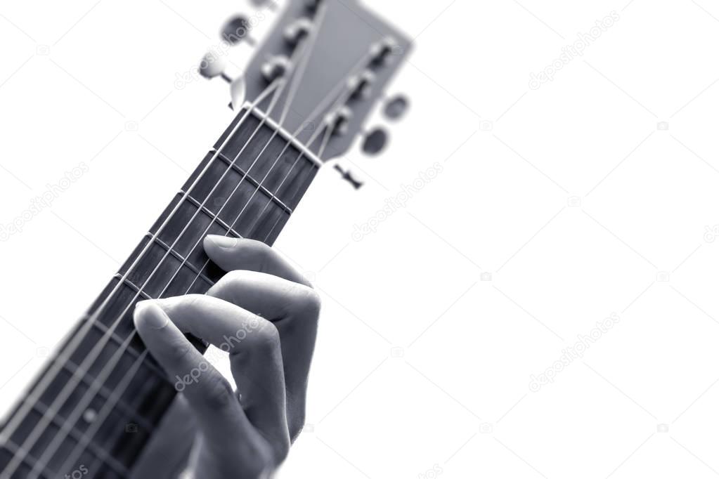 male musician hands playing guitar
