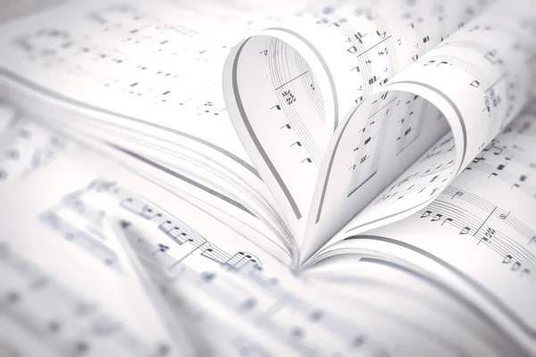 Notas de música corazón — Foto de Stock