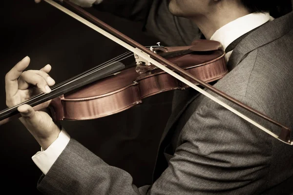 male musician in suit playing classical violin