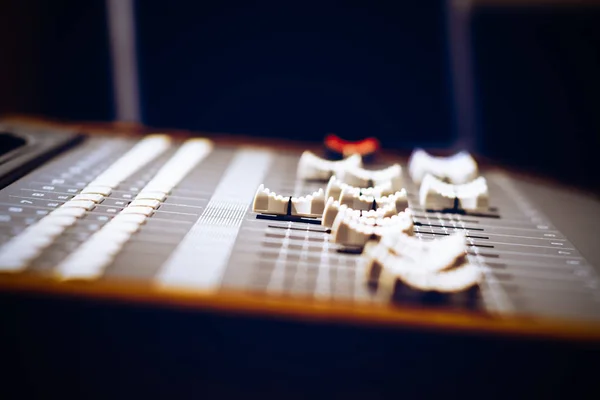 Sound mixer fader, shallow dept of field. music concept Royalty Free Stock Photos