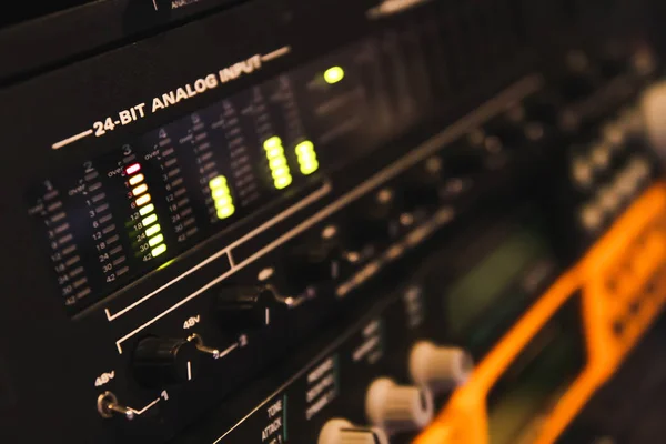 input signal level on professional studio audio interface for music background