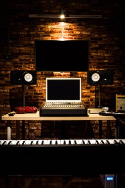 dijital ses video Studio düzenleme, modern loft tarzı iç stüdyo kayıt