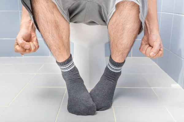 Man Sitting Toilet Diarrhea — Stock Photo, Image