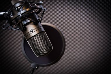 condenser microphone in recording studio, music background clipart