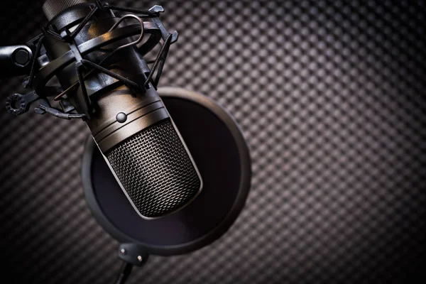 Condenser Microphone Recording Studio Music Background — Stock Photo, Image