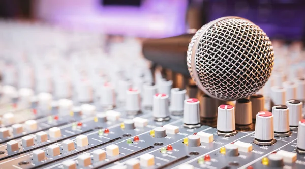 Dynamic Microphone Audio Mixing Console Royalty Free Stock Images