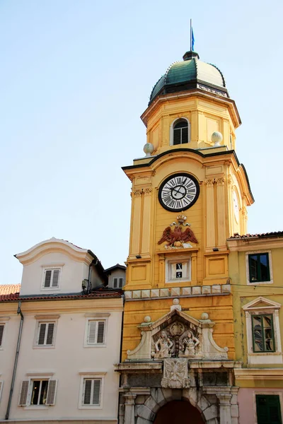 Torre Del Reloj Ciudad Gradski Toranj Edificio Emblemático Barroco Adornado —  Fotos de Stock