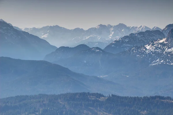 Florestas Cumes Rochosos Nevados Karwendel Nordkette Erlspitzgruppe Wetterstein Variam Acima — Fotografia de Stock