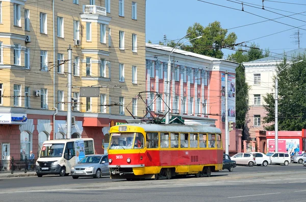 Барнаул Росія Серпня 2016 Трамвай Проспекті Леніна Барнаул Росія — стокове фото
