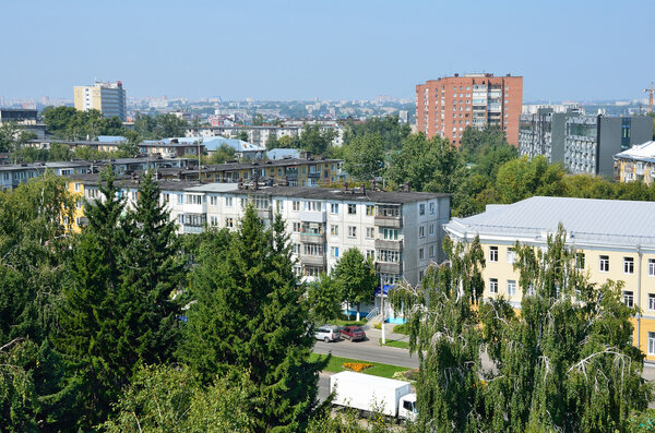 Вид на центр Барнаула с колеса обозрения, Россия
