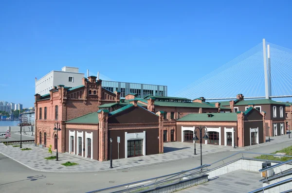 Wladiwostok, russland, 3. juni 2016. die ehemaligen artilleriewerkstätten am damm von zsesarevitch — Stockfoto