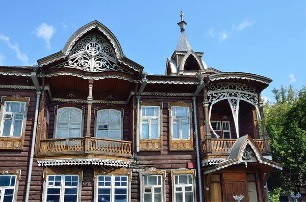 Barnaul, Rusya, Ağustos, 17, 2016. Shadrins Krasnoarmeysky Bulvarı Barnaul'tüccar evi. Dekoratif öğeler