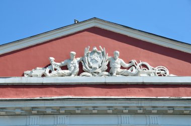 Barnaul, Rusya, Ağustos, 17, 2016. Hiç kimse, Barnaul şehir yönetiminde bina. Elemets dekor