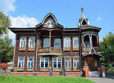 Barnaul, Rusya, Ağustos, 17, 2016. Shadrins Krasnoarmeysky Bulvarı Barnaul'tüccar evi