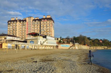 Dzhubga, Rusya, 28 Ekim 2016. Issız beach kapalı sezon