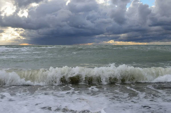 Rússia Região Krasnodar Dzhubga Tempestade Mar Negro Outubro — Fotografia de Stock