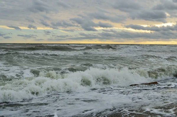 Russia Regione Krasnodar Dzhubga Tempesta Sul Mar Nero Ottobre Tramonto — Foto Stock