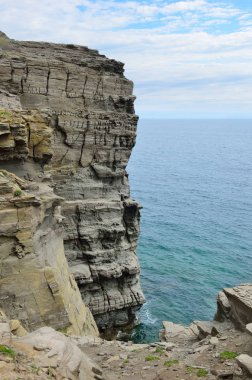 Cape Vyatlin ve cape Tabizin Ekim güneşli bir ayında Vladivostok çöpünü (Rusça) adada arasında işaretsiz koylarından biri olan