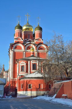 Moskova, Varvarka Caddesi üzerinde Znamensky manastırda kış Znamensky Katedrali