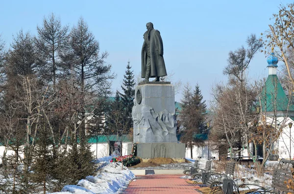 Irkuck Rosja Marca 2017 Pomnik Aleksandra Kołczaka Vasilyevich Pobliżu Klasztor — Zdjęcie stockowe