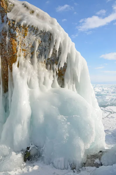 Russland Baikalsee Maloja Meer Eiszapfen Auf Der Insel Olchon — Stockfoto