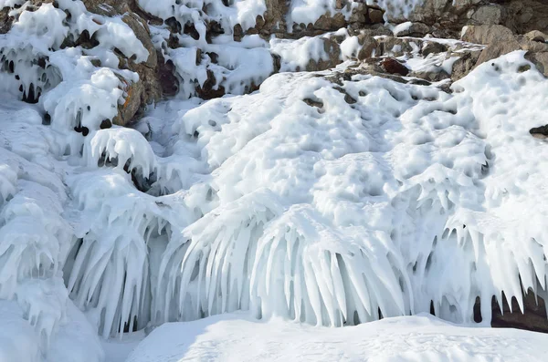 Russia Lago Baikal Mare Maloe Ghiaccioli Sul Promontorio Khoboy Sull — Foto Stock