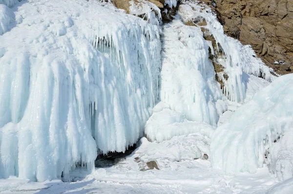 Russia Lago Baikal Mare Maloe Ghiaccioli Sul Promontorio Khoboy Sull — Foto Stock