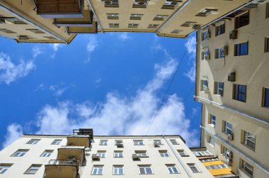 Moskova, Rusya, 15 Nisan 2017. Apartman Potapovsky şeritte Moskova'da