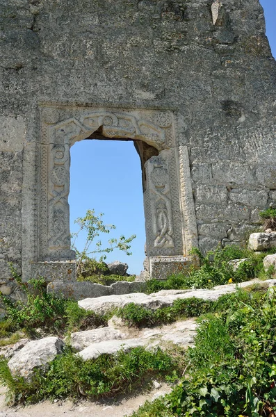 Crimée Ruines Citadelle Mangup Kale Ornement Oriental — Photo