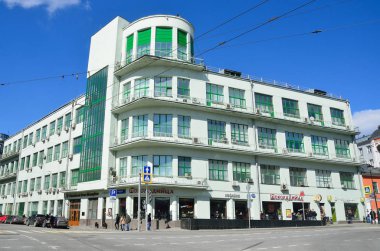 Moskova, Rusya, 15 Nisan 2017. Rus sahne: Halk Komiserliği ve Komsomol, Moskova, Lubyansky seyahat, 13/3 Merkez Komitesi eski bina