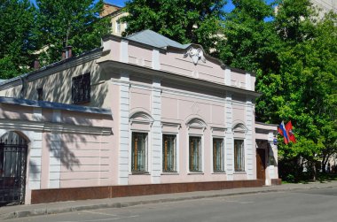 Moskova, Rusya, 12 Haziran 2017, Rus sahne: G. V. Şetverikov, E. N eski Emlak. Malyutin, A. Y. Elagina. Moskova, Podsosensky lane, 26. Kanat