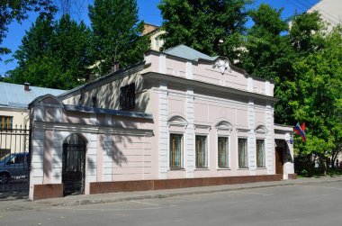 Moskova, Rusya, 12 Haziran 2017, Rus sahne: G. V. Şetverikov, E. N eski Emlak. Malyutin, A. Y. Elagina. Moskova, Podsosensky lane, 26. Kanat