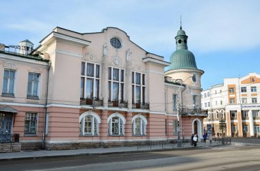Irkutsk, Rusya, Mart, 16, 2017. Tarihi bina Lenin Caddesi, ev 38, eski Amurskaya sokak