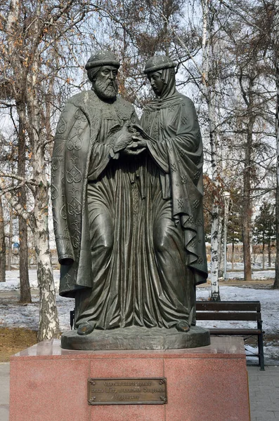 Irkutszk Oroszország Március 2017 Emlékmű Szent Kegyes Herceg Péter Murom — Stock Fotó