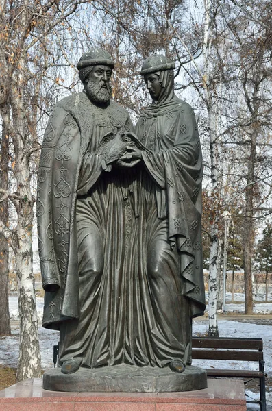 Irkutsk Russia Marzo 2017 Monumento Santo Pio Principe Pietro Principessa — Foto Stock