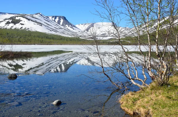 Russia Kola Peninsula Khibiny Rocky Bottom Lake Small Vudyavr Summer — Stock Photo, Image