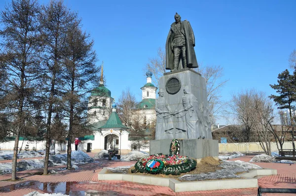 Irkutsk Rusia Marzo 2017 Monumento Alexander Vasilyevich Kolchak Irkutsk Principios —  Fotos de Stock