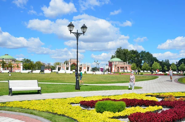 Moscú, Rusia, agosto, 14,2 015. Hermoso parterre en el paisaje Parque "Tsaritsyno" en Moscú en el verano — Foto de Stock