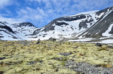 Rusya, Kola Yarımadası, bulutlu günde yaz aylarında Khibiny dağlarında