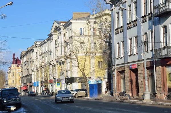 Irkoetsk Rusland Maart 2017 Auto Zijn Karl Marx Straat Irkoetsk — Stockfoto