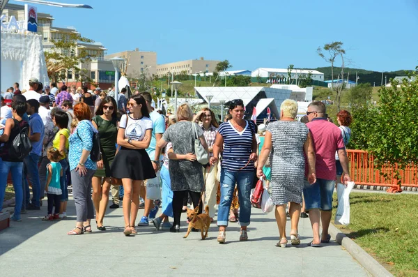 Vladivostok, Rusya, Eylül, 10, 2017. İnsanlar Fefu gezinti yerinde 