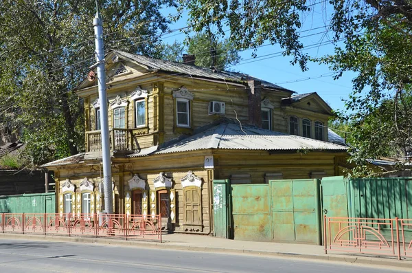 Irkutsk Rusia Agosto 2017 Antigua Casa Madera Número Calle Timiryazev —  Fotos de Stock