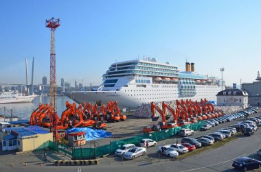 Vladivostok, Rusya, Ekim, 25, 2017. Cruise Costa Romantica Vladivostok içinde demirledi gemi
