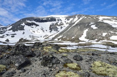 Rusya, Kola Yarımadası, bulutlu günde yaz aylarında Khibiny dağlarında
