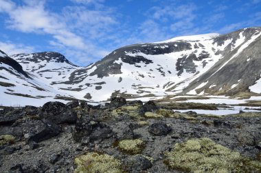 Rusya, Kola Yarımadası, bulutlu günde yaz aylarında Khibiny dağlarında