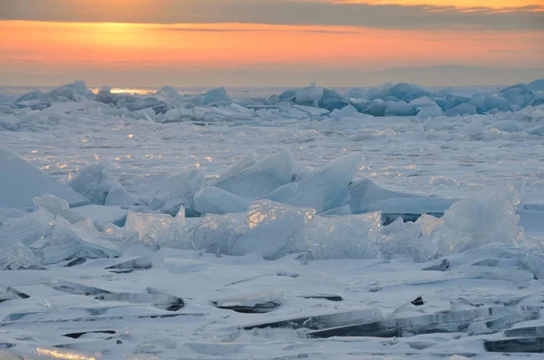 Russia Baikal Lake Ice Hummocks Sunrise — Stock Photo, Image