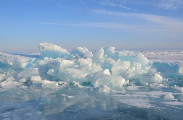 Rusland Baikal Lake Ijs Hummocks — Stockfoto