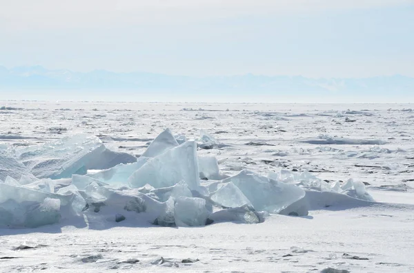 Rusko Jezero Bajkal Ice Nejroztodivnější Ráno — Stock fotografie