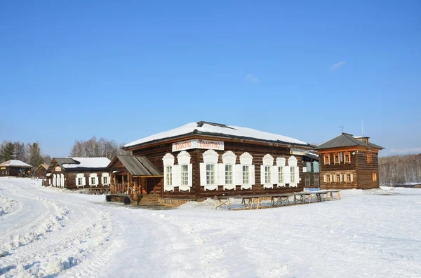 Taltsy Região Irkutsk Rússia Março 2017 Taverna Velha Casa Russa — Fotografia de Stock